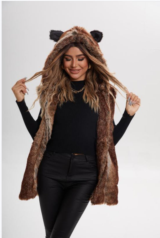 Damen Verspielt designte Fleece-Weste mit Kapuze R&B