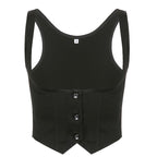 Damen Modisches Crop-Top mit eleganten Knopfdetails und tailliertem Schnitt R&B