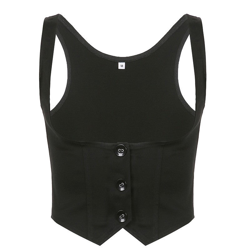 Damen Modisches Crop-Top mit eleganten Knopfdetails und tailliertem Schnitt R&B