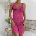 Damen gehäkeltes Strandkleid mit transparentem Netzdesign R&B