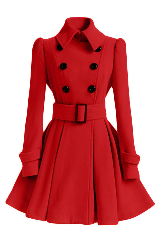 Damen eleganter Trenchcoat mit tailliertem Schnitt und dekorativen Knöpfen R&B