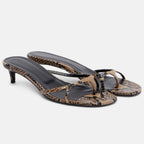 Damen Zehentrenner-Sandalen mit modischem Schlangenleder-Design und elegantem Absatz R&B