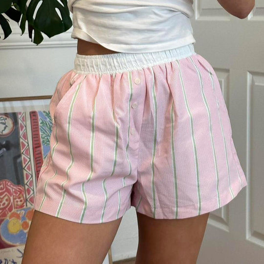 Damen Schlafshorts mit elastischem Bund und dekorativem Kordelzug R&B