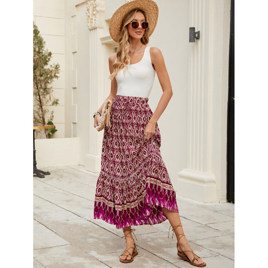 Damen Bohemian Stufen Maxi Rock R&B