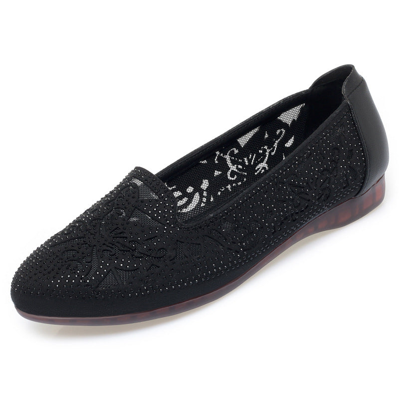 Damen Elegante Ballerinas mit filigranem Cut-Out-Design und funkelnden Strassdetails R&B