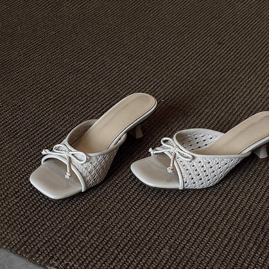 Damen modische Mules mit elegantem Schleifen-Design und komfortablem Absatz R&B