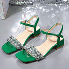 Damen elegante Riemensandalen mit transparentem Obermaterial und glitzernden Perlen R&B
