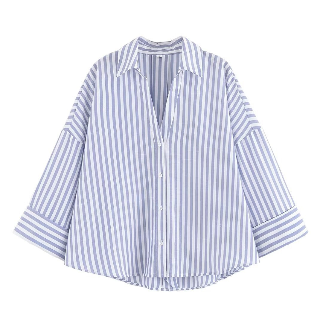 Damen Hemdblusenshirt mit lässigem Schnitt und eleganten 3/4-Ärmeln R&B