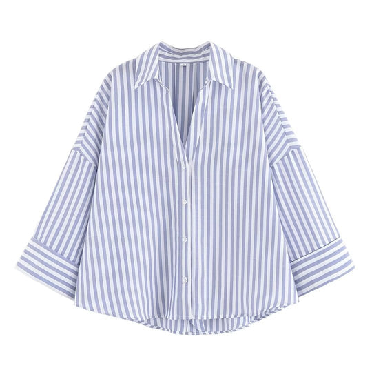 Damen Hemdblusenshirt mit lässigem Schnitt und eleganten 3/4-Ärmeln R&B