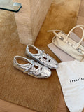 Damen modische und glänzende Sneakers mit verstellbaren Riemen und komfortablem Fußbett