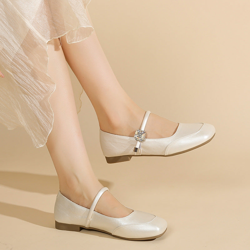 Damen Ballerinas mit dekorativem Riemen und glänzendem Finish R&B