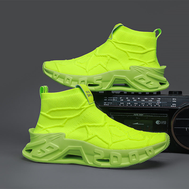 Damen Komfortable Strick-Sneaker mit hohem Schaft und flexiblem Design R&B