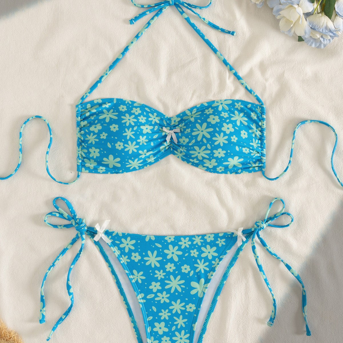 Damen Bandeau-Bikini mit floralen Akzenten R&B