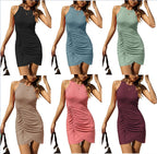 Damen Figurbetontes Rippkleid mit asymmetrischem Saum und Raffungen R&B