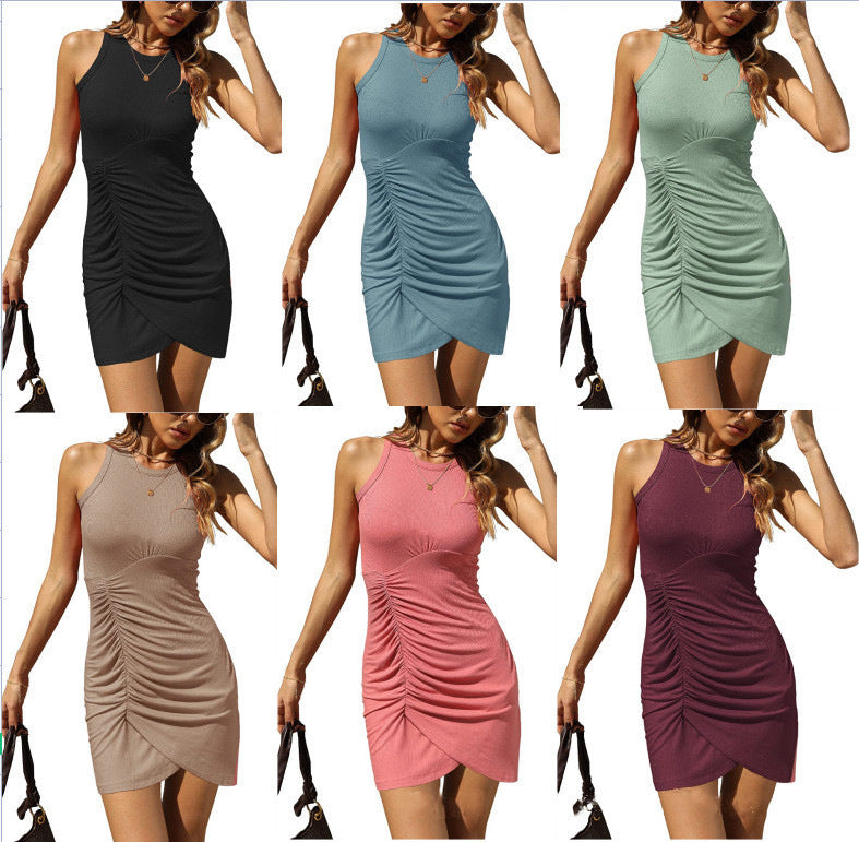 Damen Figurbetontes Rippkleid mit asymmetrischem Saum und Raffungen R&B
