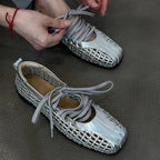Damen modische Schnürschuhe mit atmungsaktiver Obermaterialstruktur und elastischen Riemen R&B