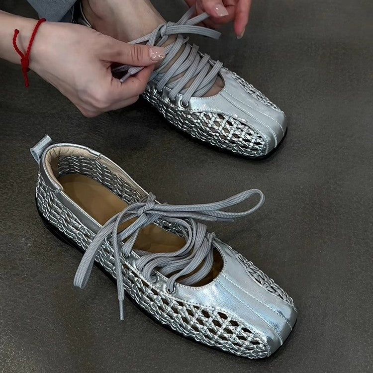 Damen modische Schnürschuhe mit atmungsaktiver Obermaterialstruktur und elastischen Riemen R&B