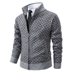 Herren Strickjacke mit modernem Zipper und grafischem Design