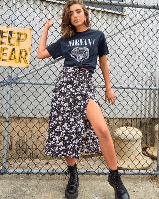 Damen Midirock mit tierischem Print R&B