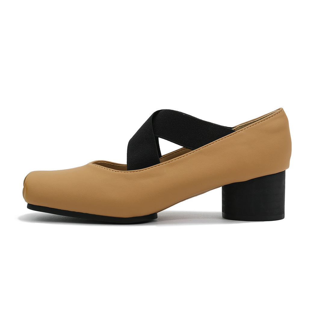 Damen elegante Ballerinas mit elastischen Riemen und glänzender Leder-Oberfläche R&B