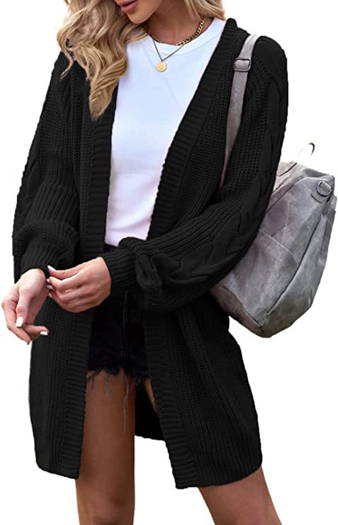 Damen Strickjacke mit elegantem Zopfmuster und weitem Schnitt R&B