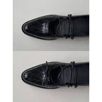 Damen elegante Schnürschuhe mit glänzendem Obermaterial und dekorativem Muster R&B