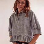 Damen lässige Bluse mit Rüschensaum R&B