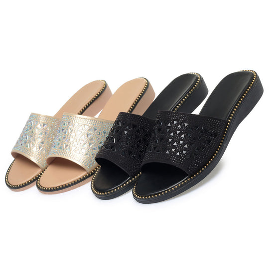 Damen Glitzernde Riemchen-Sandaletten mit bequemem Fußbett und eleganten Schmuckdetails R&B