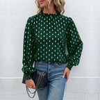 Damen Bluse mit hochwertigem Druck und großzügigen Puffärmeln R&B