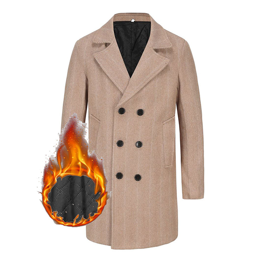 Herren eleganter Doppelreiher-Mantel im minimalistischen Design R&B