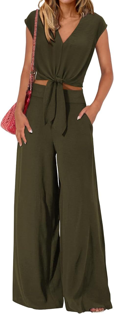 Damen Lockerer Jumpsuit mit Taillierung und weit geschnittenem Bein R&B