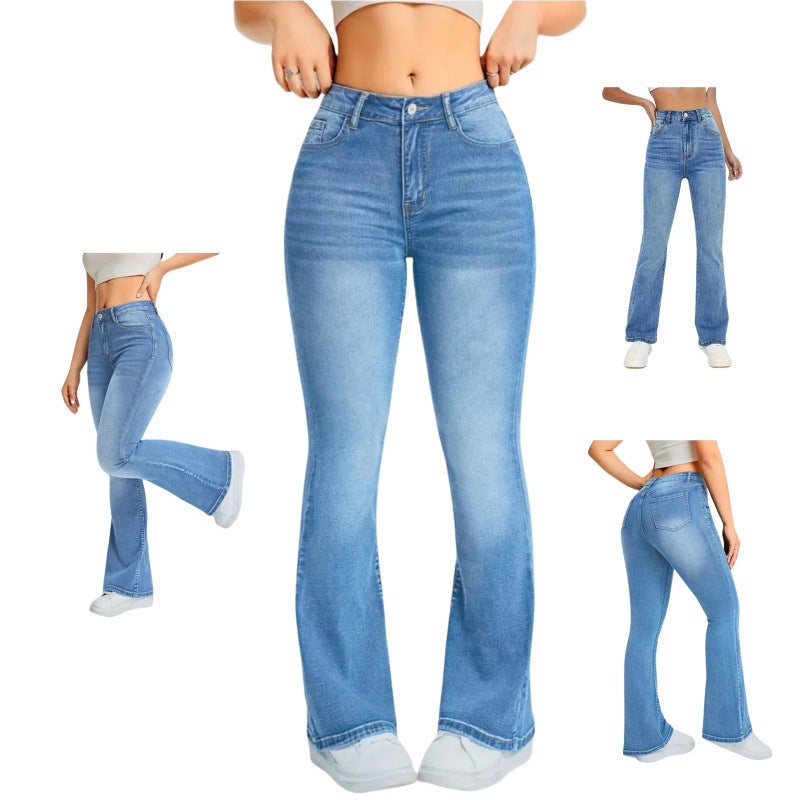 Damen Bootcut Jeans mit hohem Bund und moderner Waschung R&B