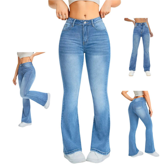 Damen Bootcut Jeans mit hohem Bund und moderner Waschung R&B