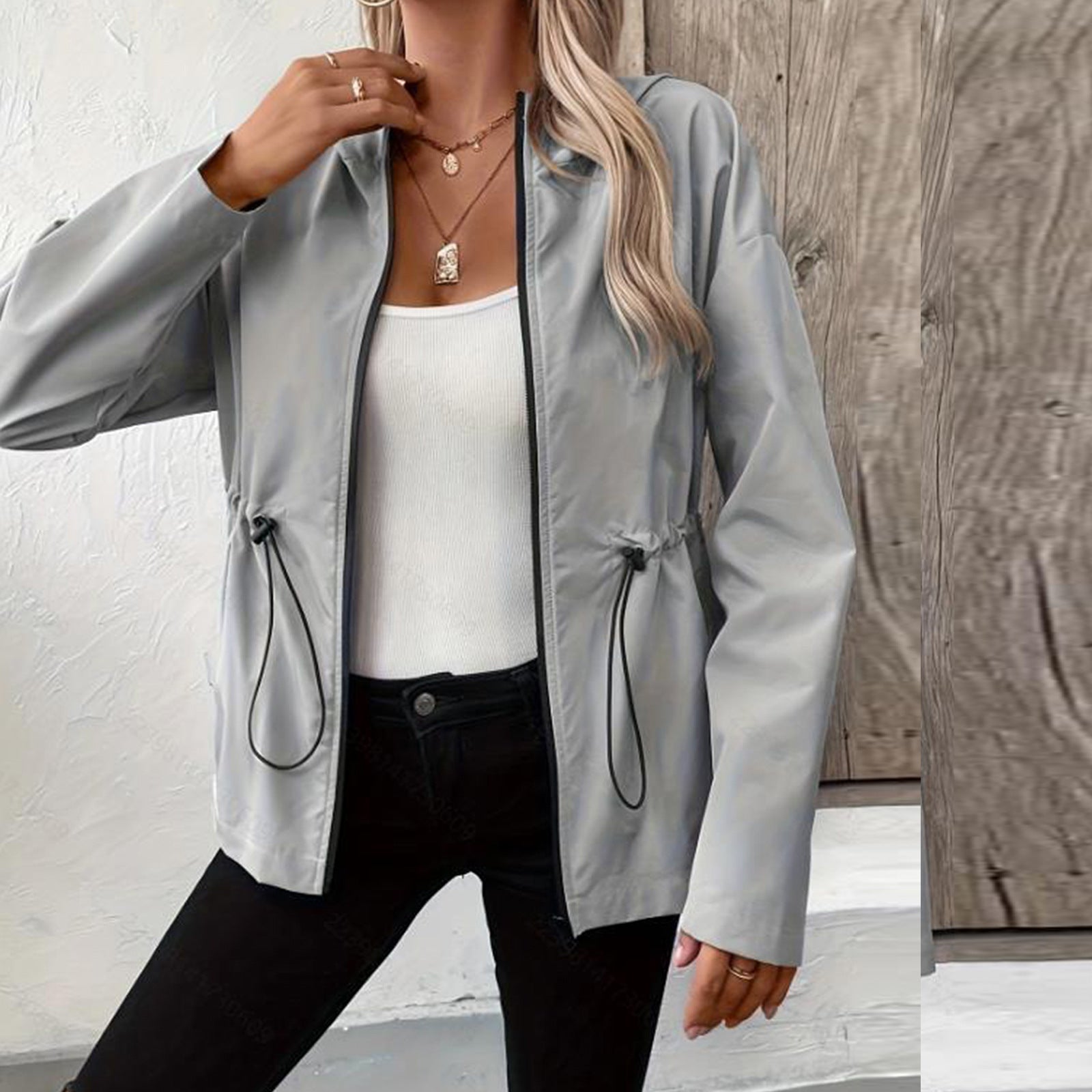 Damen knielange Funktionsjacke mit verstellbarem Bund R&B