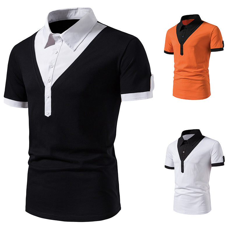 Herren Poloshirt mit modernem V-Ausschnitt und kontrastierenden Akzenten