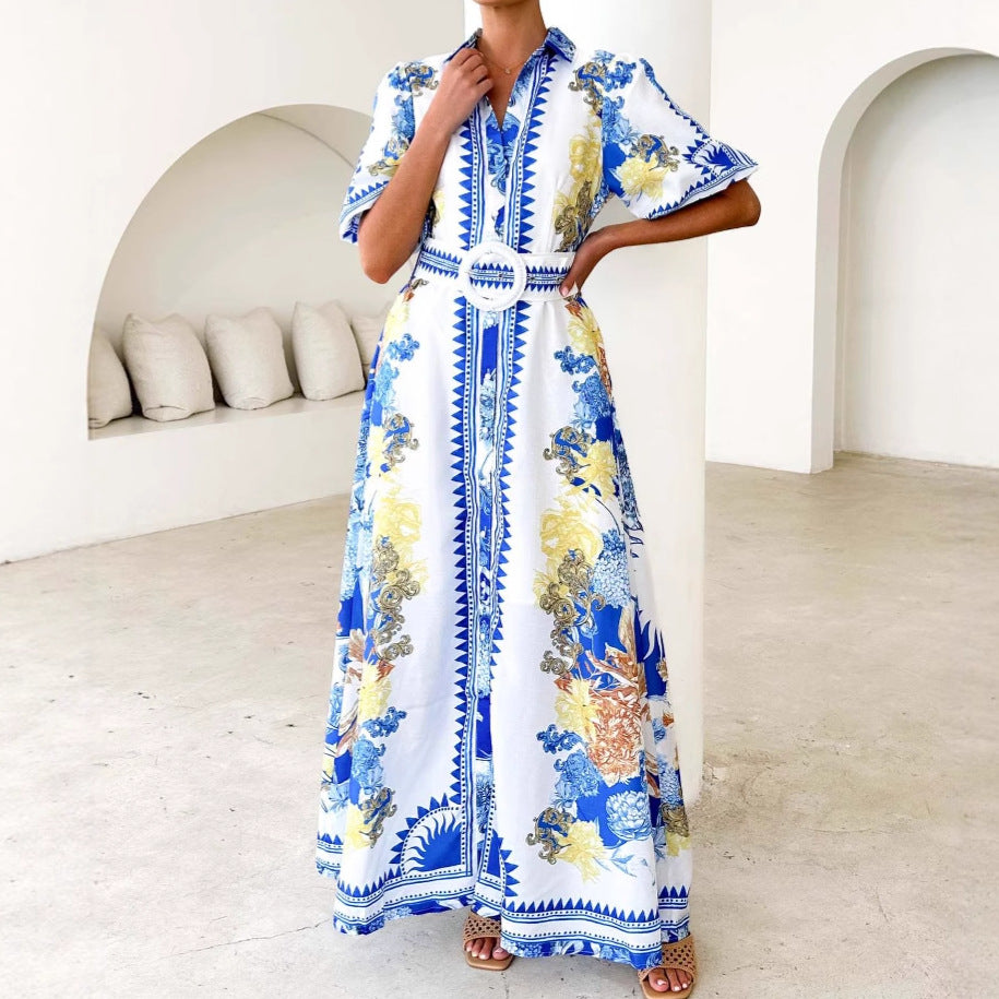 Damen Elegantes Maxikleid mit floralem Design und geschlitztem Saum R&B