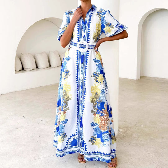 Damen Elegantes Maxikleid mit floralem Design und geschlitztem Saum R&B