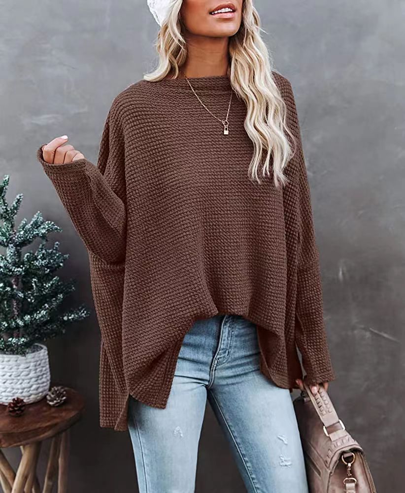 Damen lässiger Off-Shoulder Pullover im Strukturdesign R&B