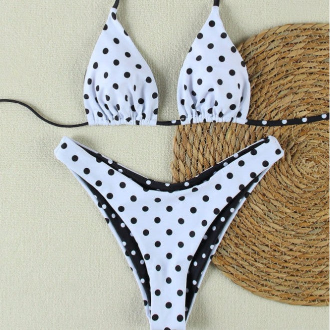 Damen Triangel-Bikini-Set mit modischem Punkte-Design R&B
