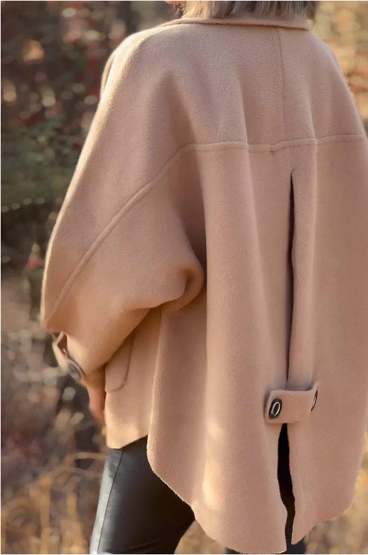 Damen modische und warme Wollejacke mit praktischen Taschen R&B