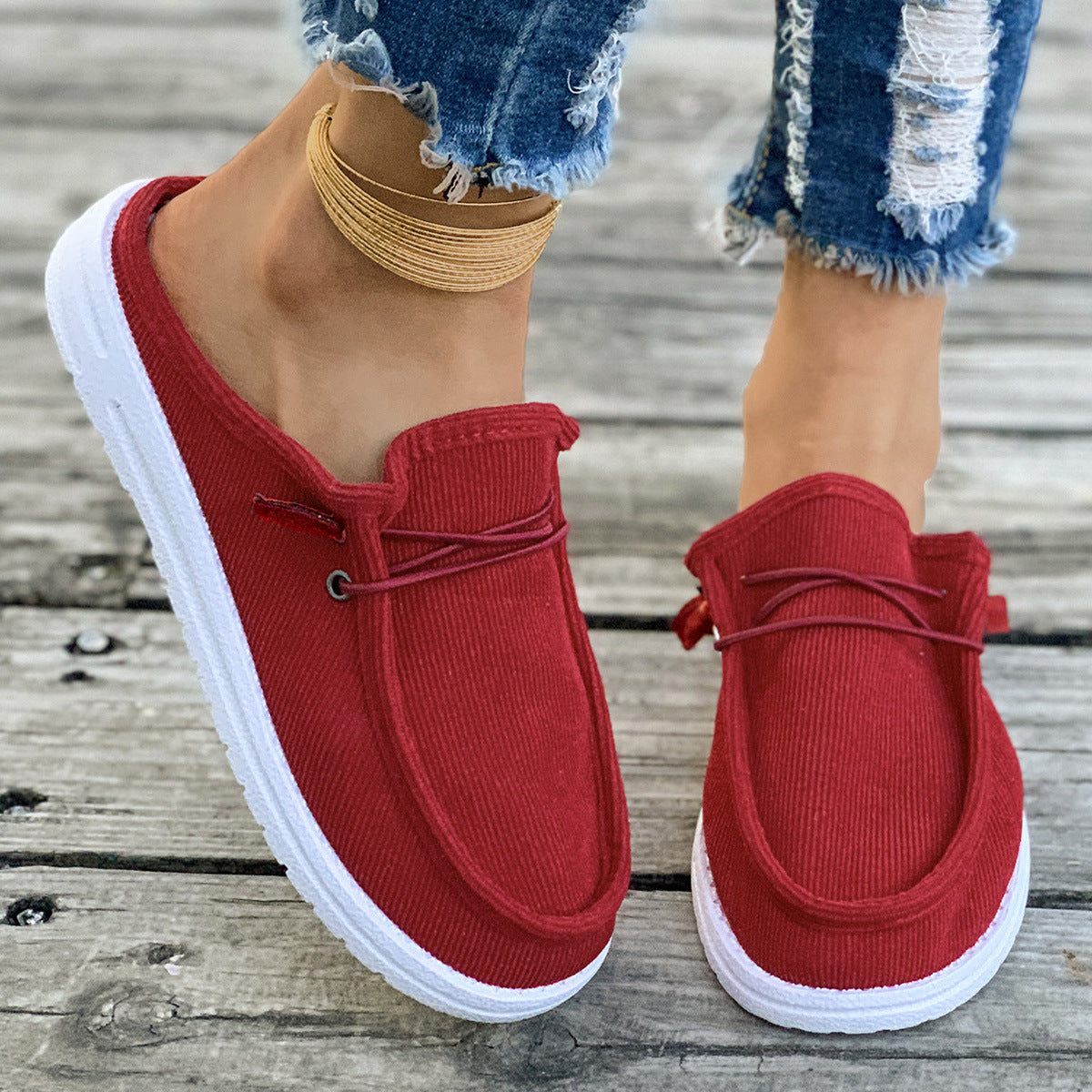 Damen Slip-On Mokassins mit attraktiver Rippstruktur R&B