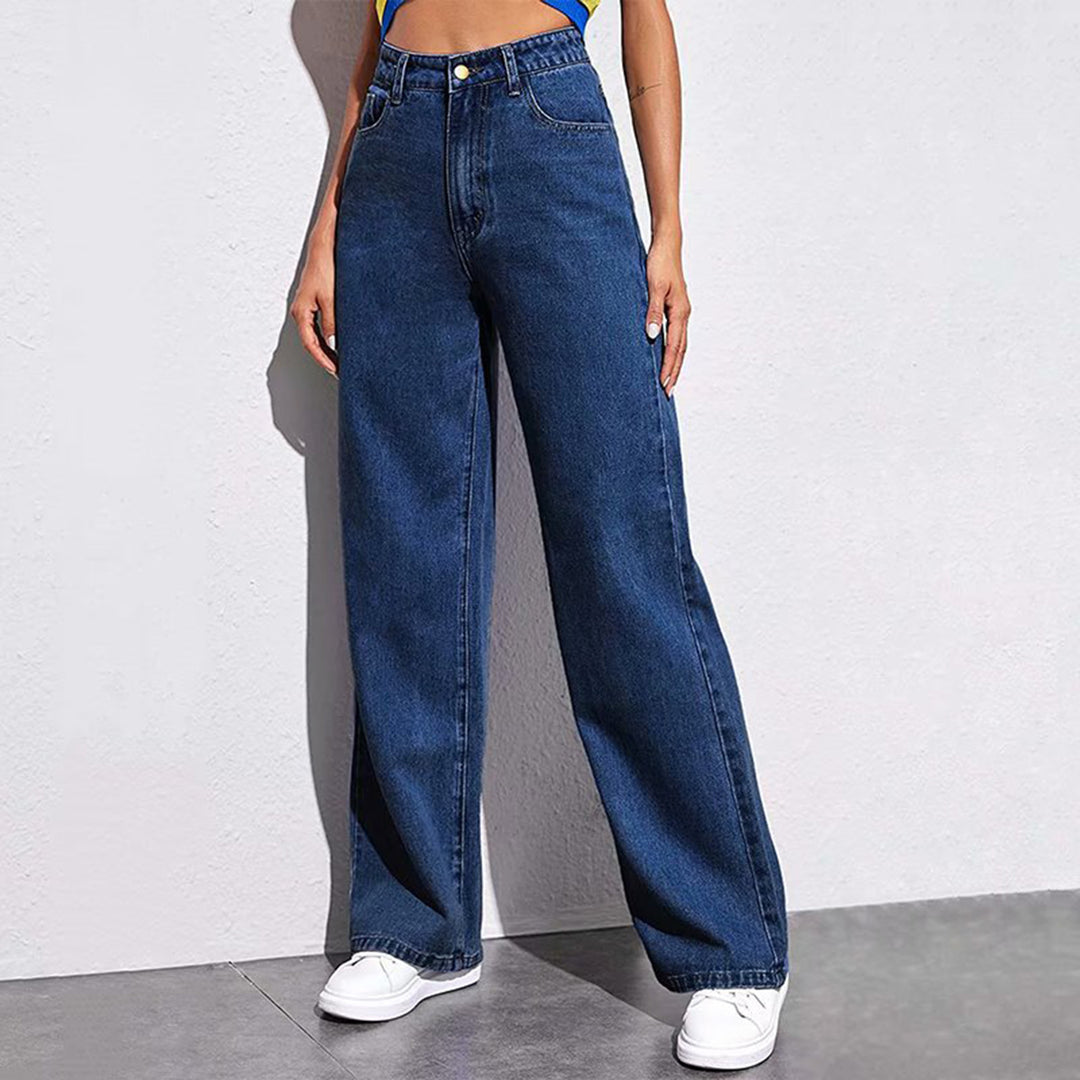 Damen Weite High-Waist Jeans im lässigen Schnitt mit eleganten Details R&B