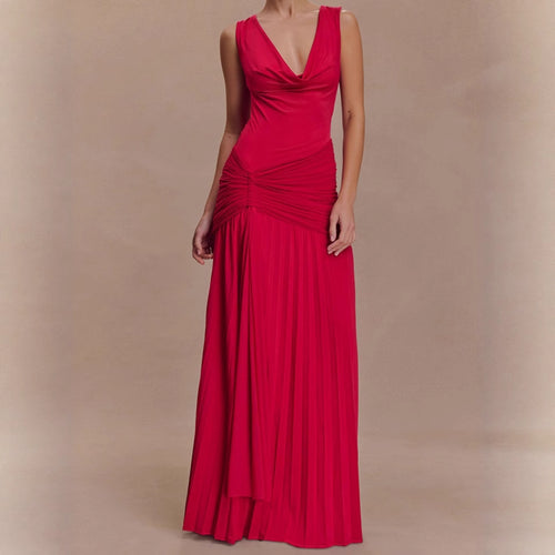 Damen Elegantes Maxikleid mit raffinierten Drapierungen und figurbetontem Schnitt R&B