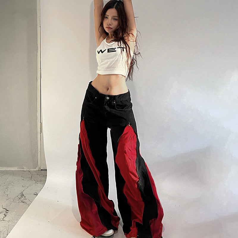 Damen sportliches Crop-Top mit modernem Print und schmalen Trägern R&B