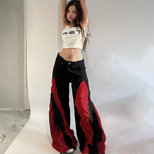 Damen sportliches Crop-Top mit modernem Print und schmalen Trägern R&B