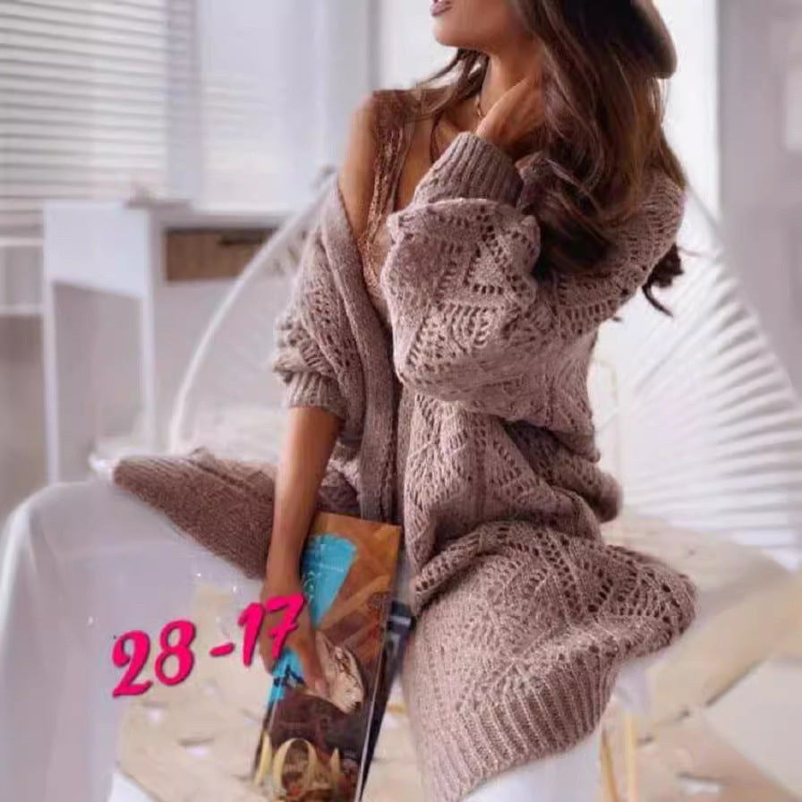 Damen Großer Strickcardigan mit Ajourmuster R&B
