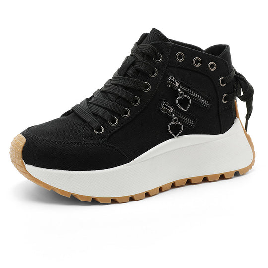 Damen sportive High-Top Sneakers mit modischem Reißverschluss und rutschfester Sohle R&B