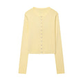 Damen cropped Langarmshirt mit Knopfdetails und Rippstruktur