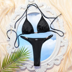 Damen Triangel-Bikini mit elegantem Goldverschluss und verstellbaren Bändern R&B