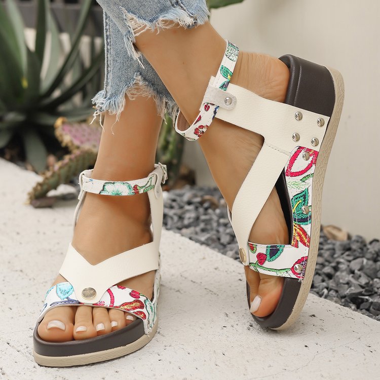 Damen Komfortable Sandalen mit floralen Akzenten und anatomischem Fußbett R&B